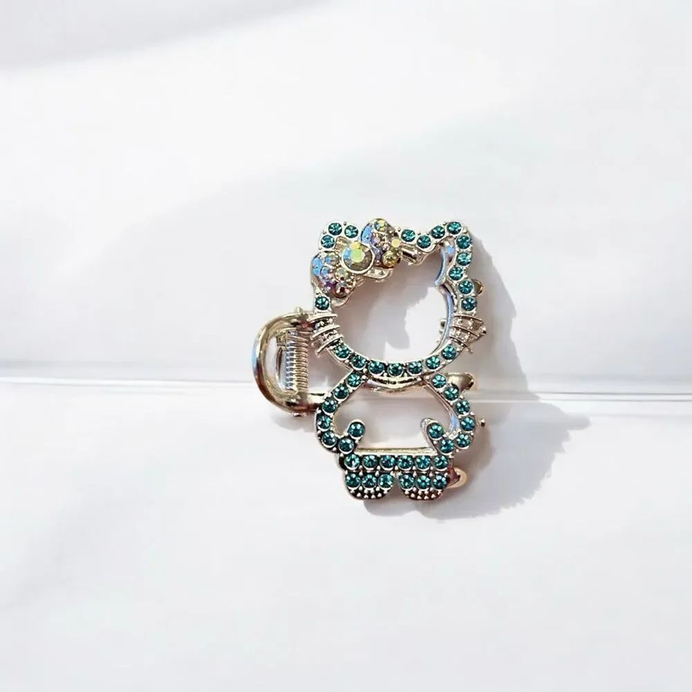 🤯5/$25🤯 Hello Kitty Blue Rhinestone Silver Tone Hair Claw